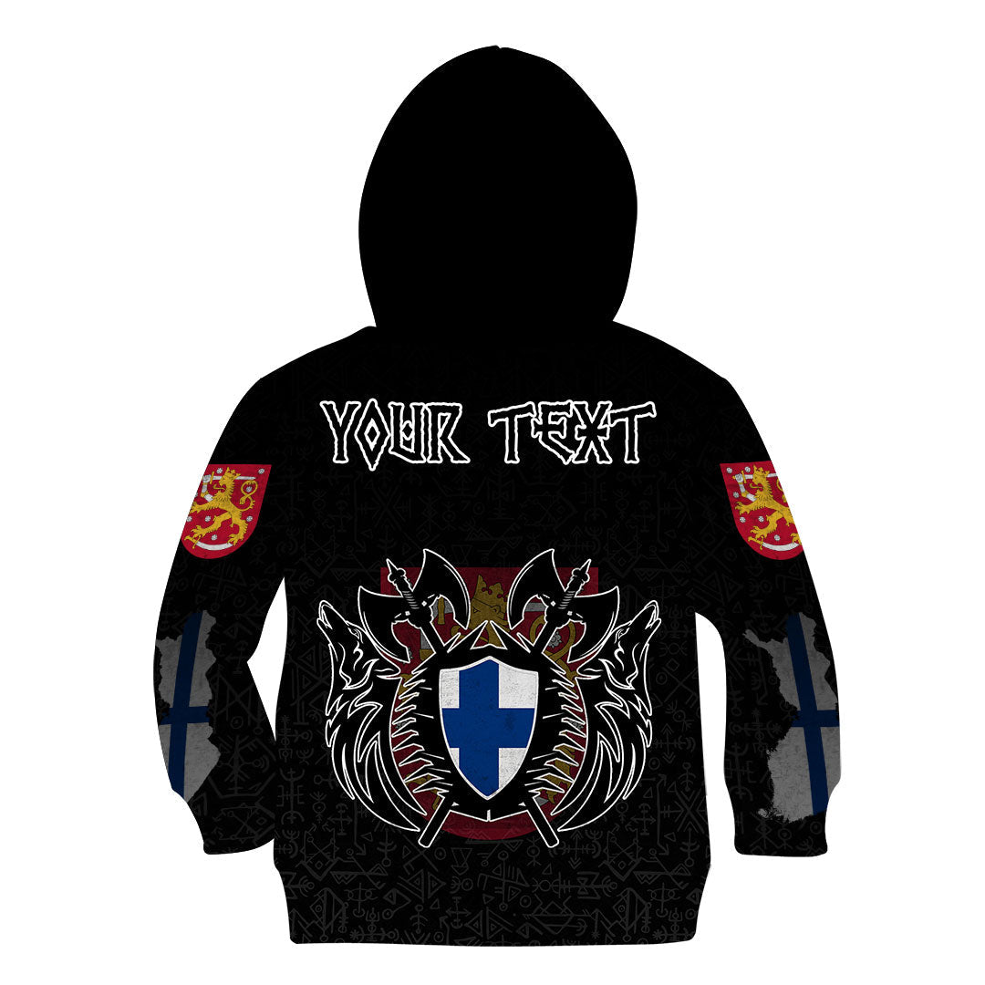 (Custom) Viking - Finland Flag and Map Hoodie Kid style Viking Geri and Freki RLT12 - Wonder Print Shop