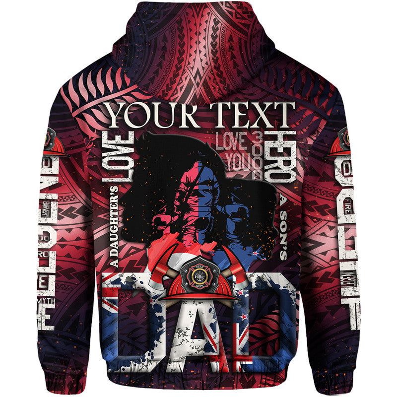 Custom Fathers Day New Zealand Firefighter Dad Hoodie Maori Pattern Style - Wonder Print Shop
