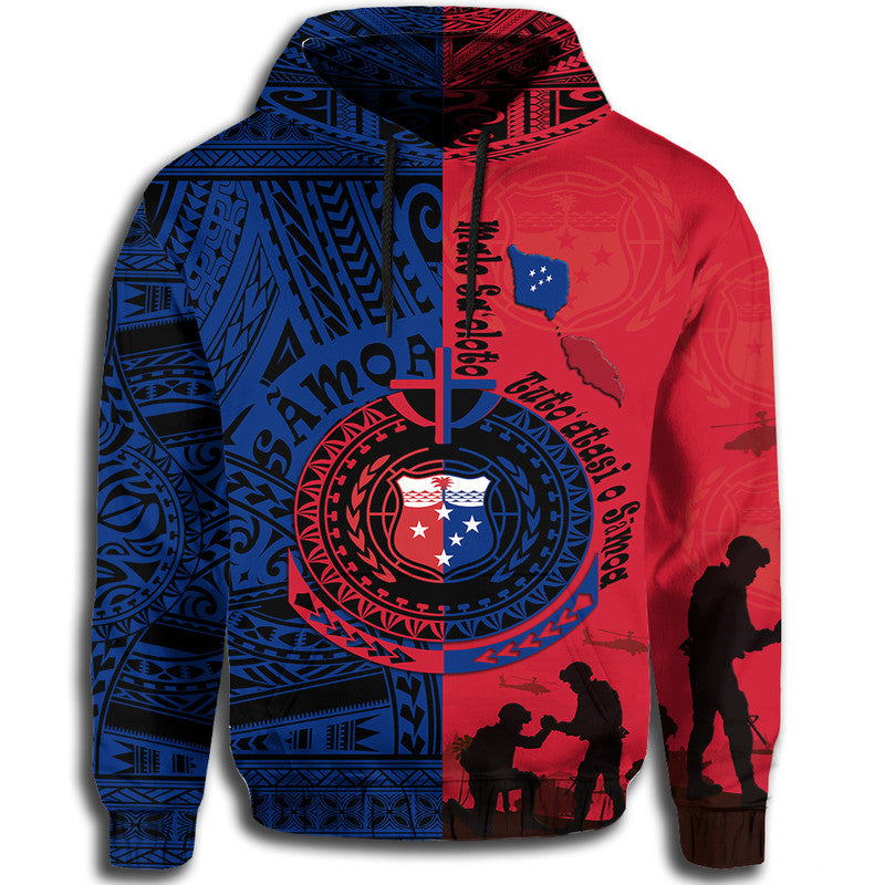 Custom Samoa Independence Day Hoodie Military Polynesian Pattern - Wonder Print Shop