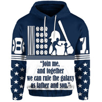 Custom Fathers Day Hoodie America Dad and Son Baseball Player Blue No.1 - Wonder Print Shop
