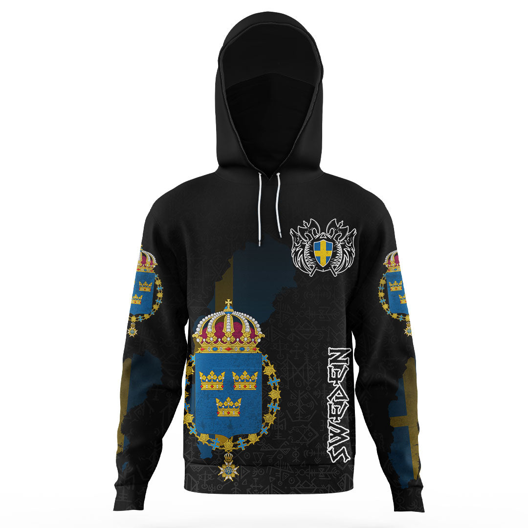 Custom Viking Sweden Flag and Map Gaiter Hoodies style Viking Geri and Freki RLT12 - Wonder Print Shop