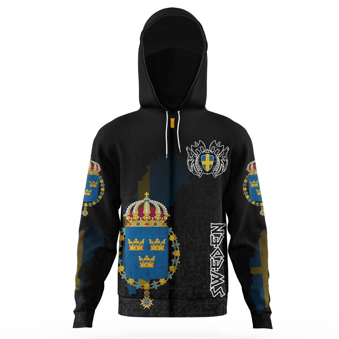 Custom Viking Sweden Flag and Map Gaiter Hoodies style Viking Geri and Freki RLT12 - Wonder Print Shop