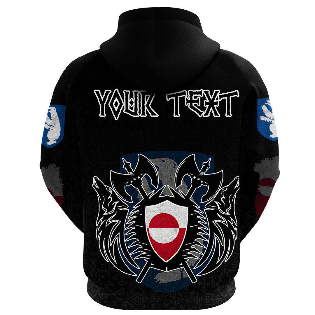 Custom Viking Greenland Flag and Map Gaiter Hoodie style Viking Geri and Freki RLT12 - Wonder Print Shop