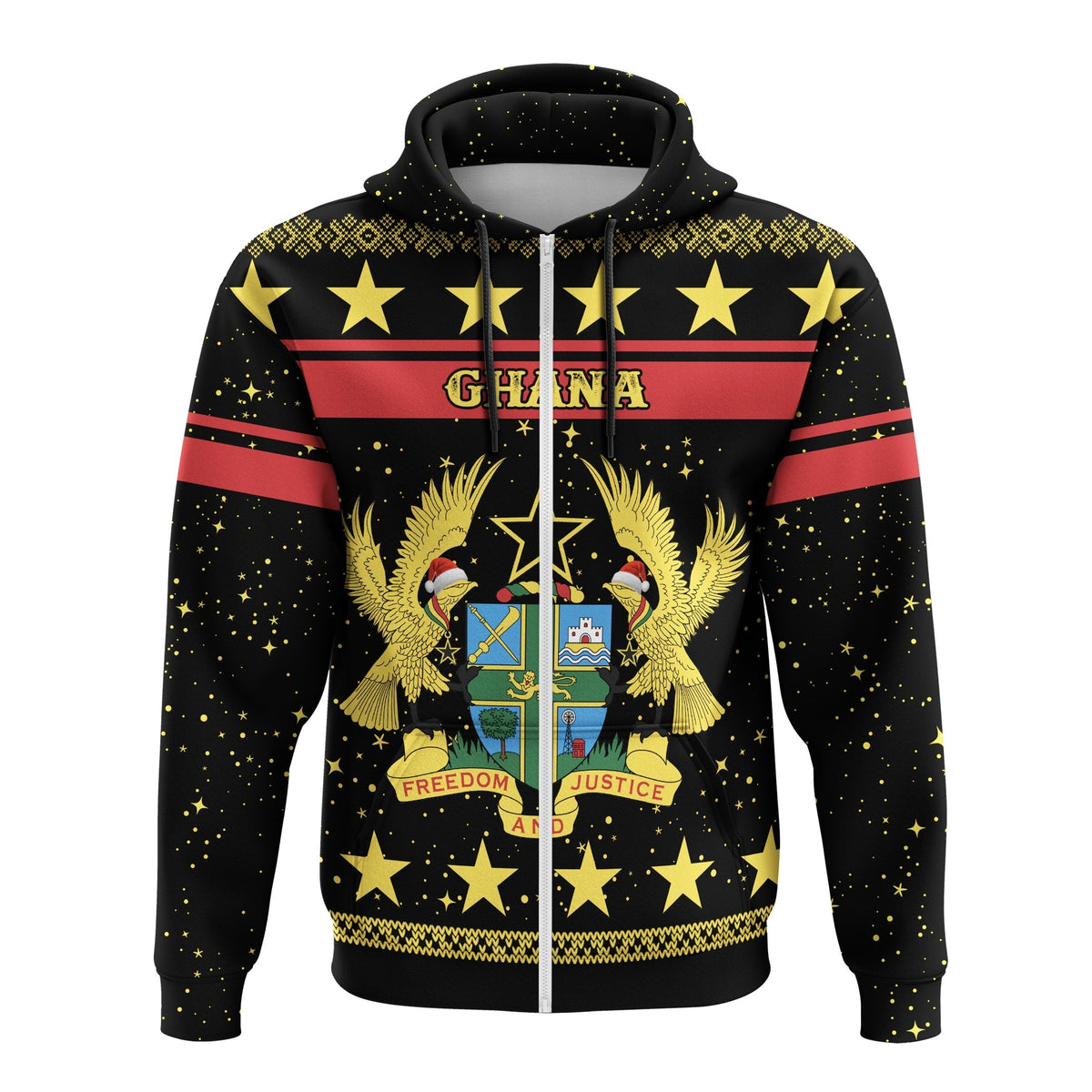 African Hoodie Ghana Christmas Zip Hoodie - Wonder Print Shop