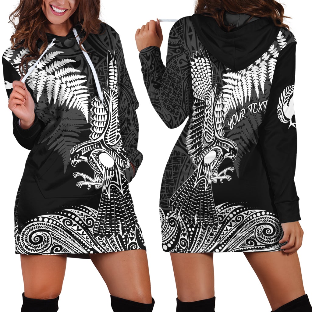 (Custom Personalized) Aotearoa Silver Fern Hoodie Dress Flying Krearea - Wonder Print Shop