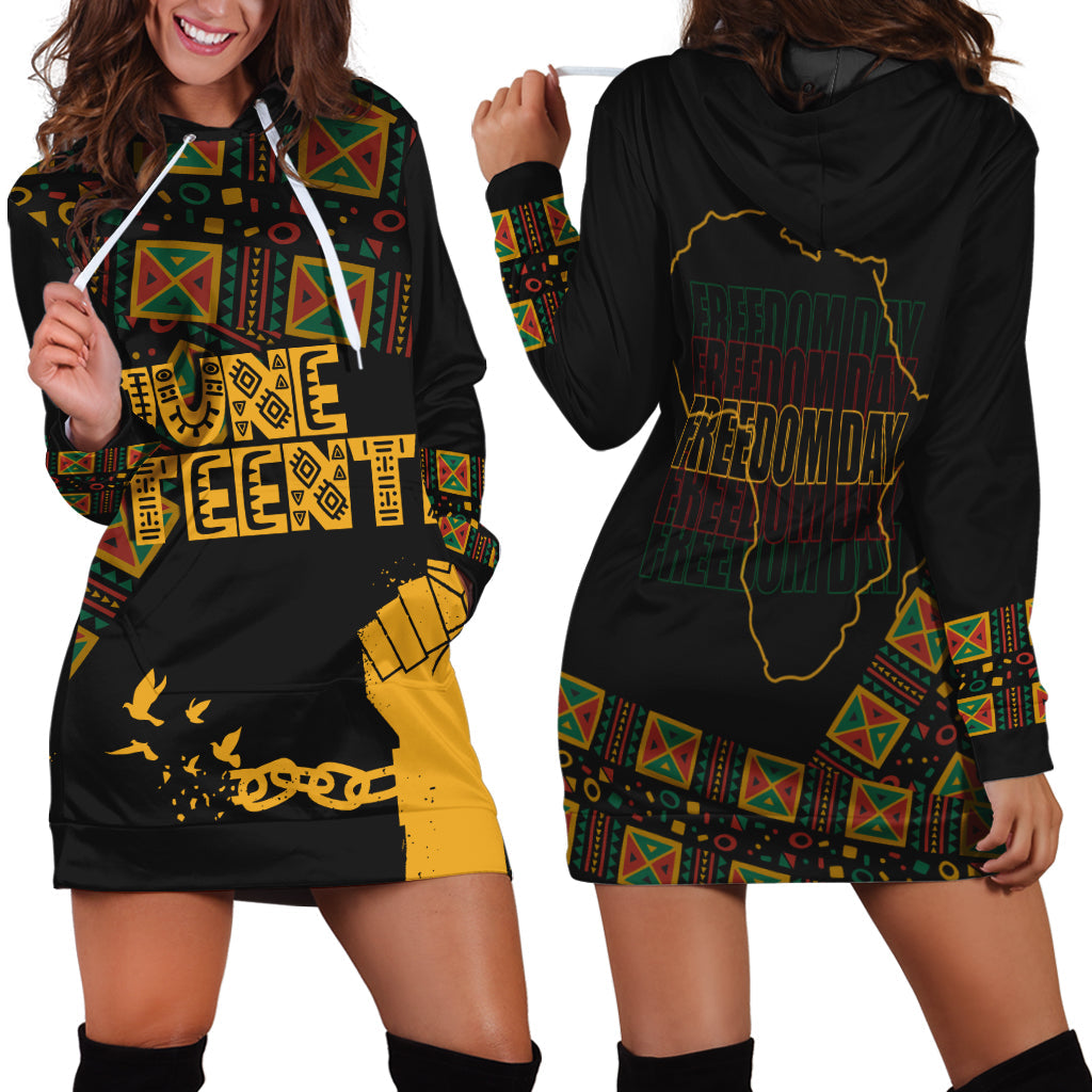 Juneteenth Tribal Pattern Hoodie Dress Freedom Day - Wonder Print Shop