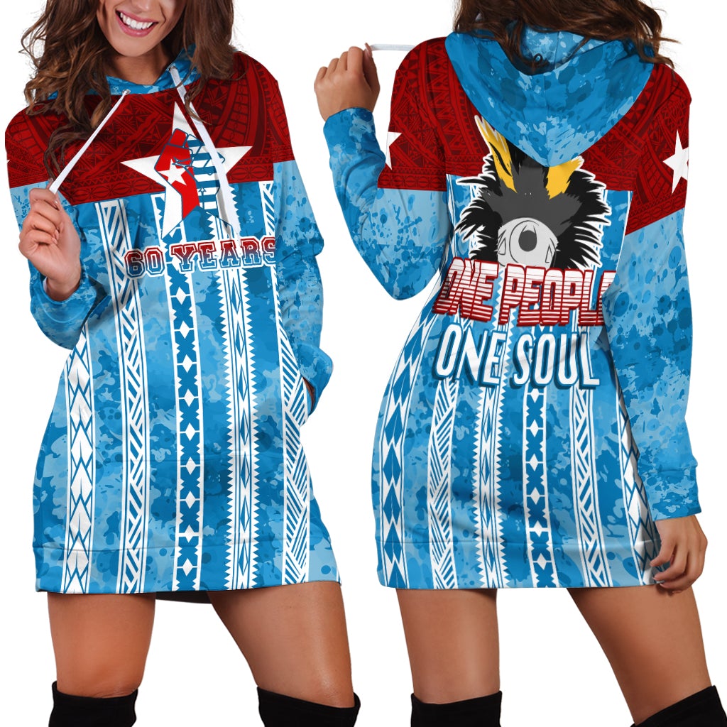 West Papua 60 Years OPM Morning Star with Polynesian Pattern Hoodie Dress - Wonder Print Shop