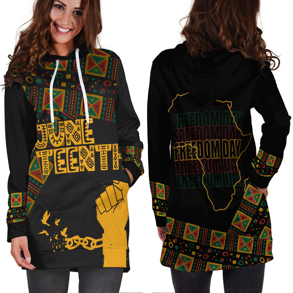Juneteenth Tribal Pattern Hoodie Dress Freedom Day - Wonder Print Shop