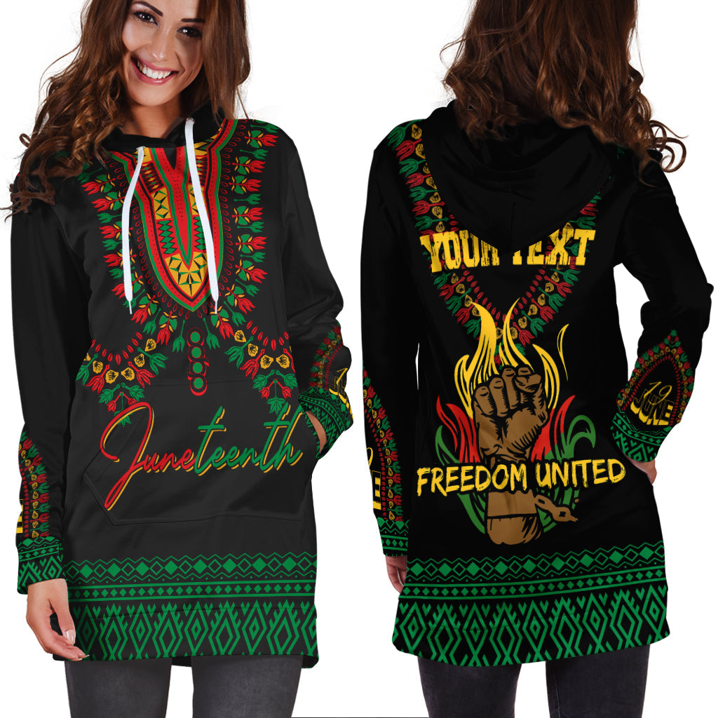 Juneteenth Dashiki Personalised Hoodie Dress Freedom United - Pan - African Flag - Wonder Print Shop