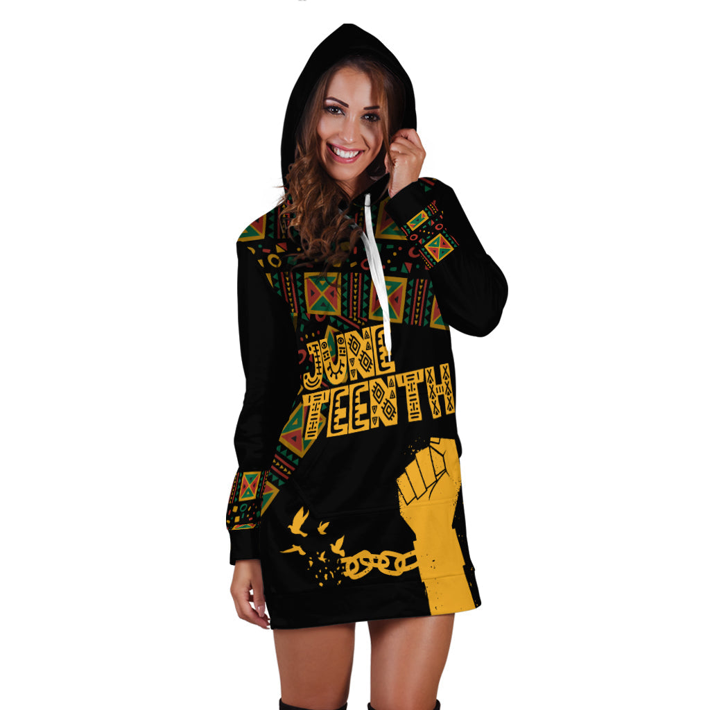 Juneteenth Tribal Pattern Hoodie Dress Freedom Day - Wonder Print Shop