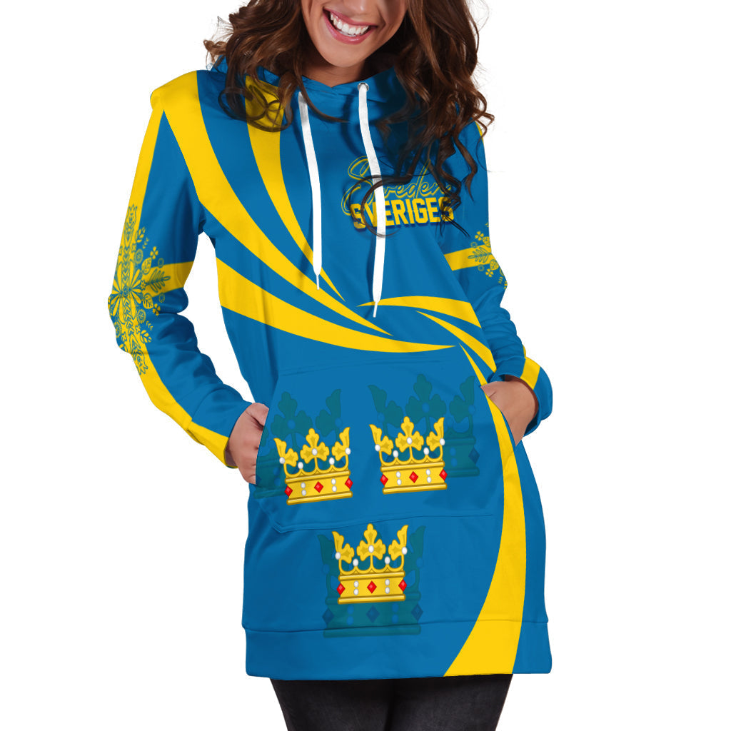 Sweden Three Crowns Personalised Hoodie Dress Heja Sverige - Wonder Print Shop