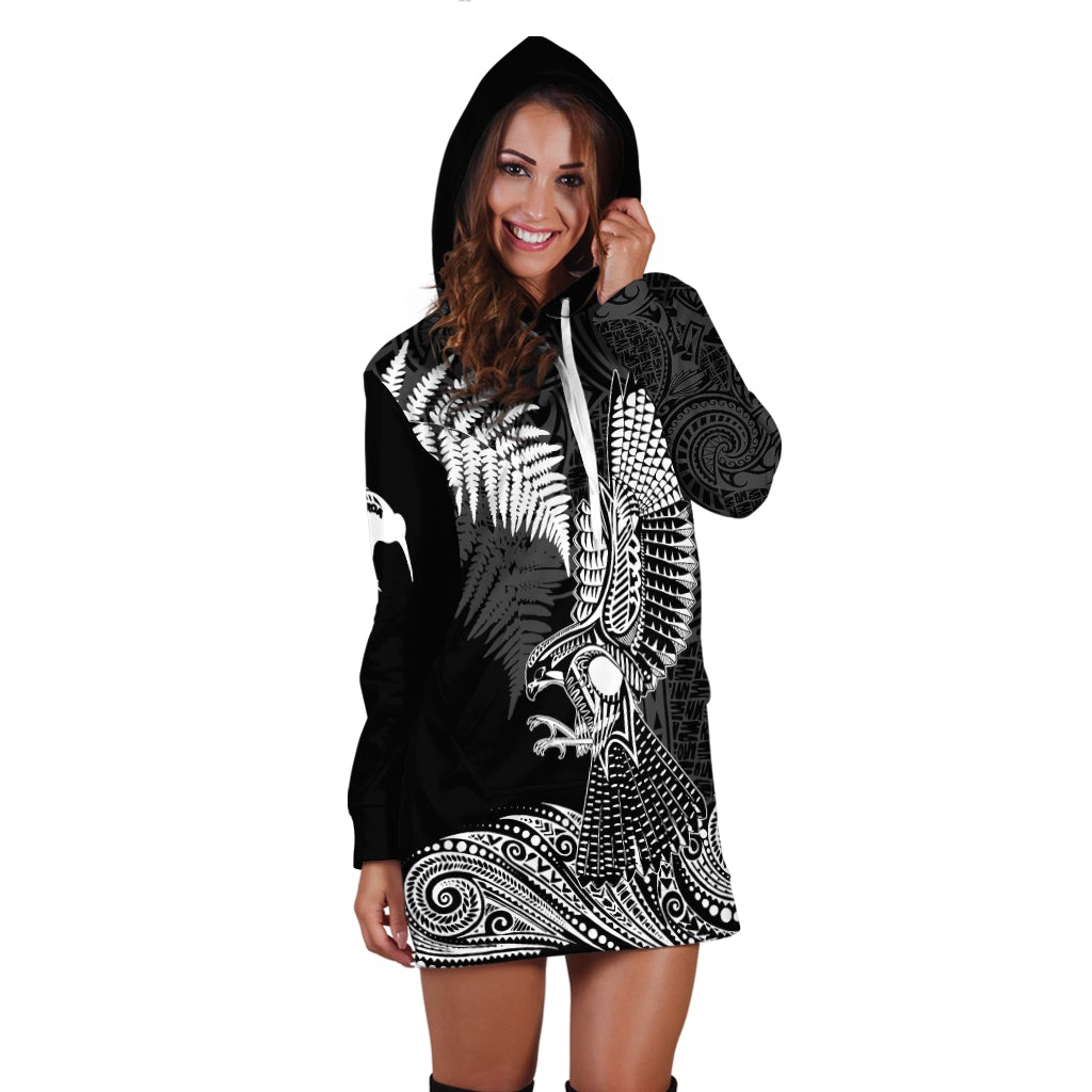 (Custom Personalized) Aotearoa Silver Fern Hoodie Dress Flying Krearea - Wonder Print Shop