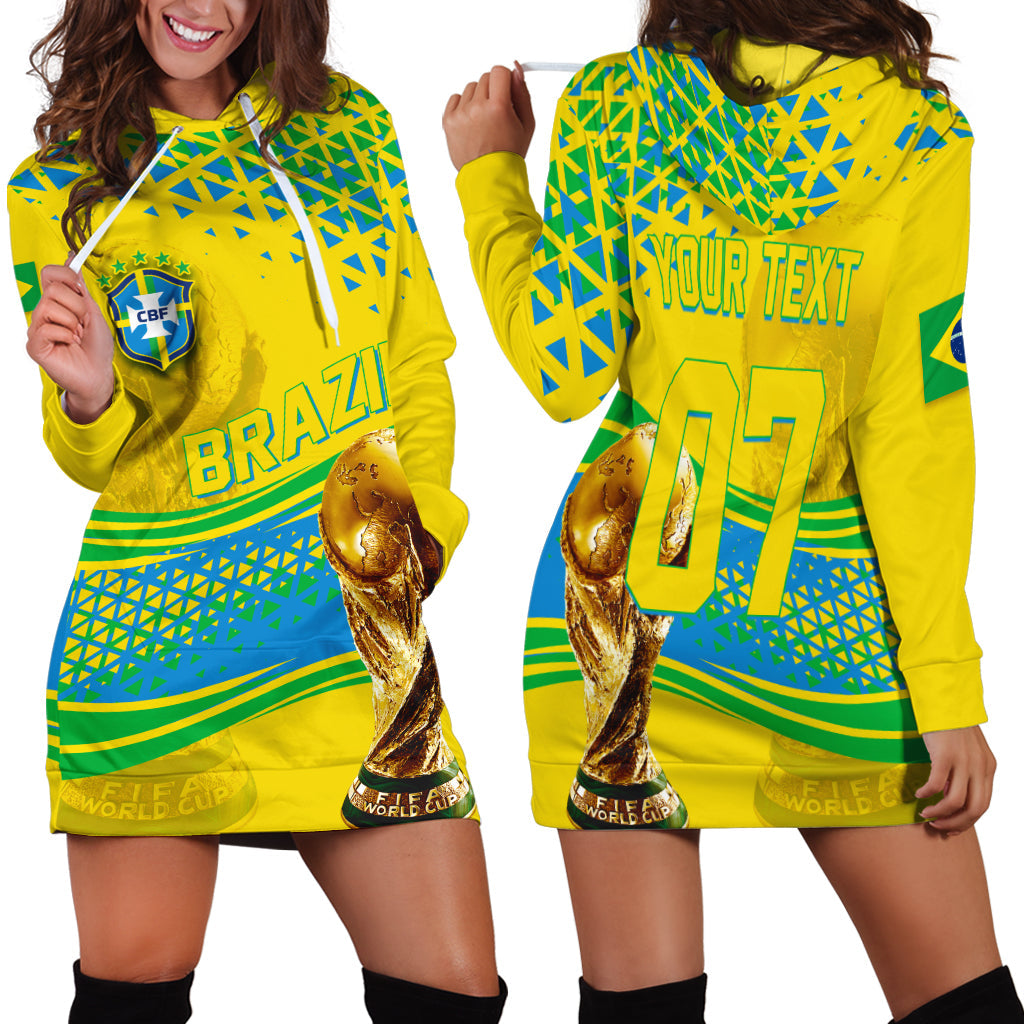 Personalised Brazil Hoodie Dress World Cup 2022 - Champions - Wonder Print Shop