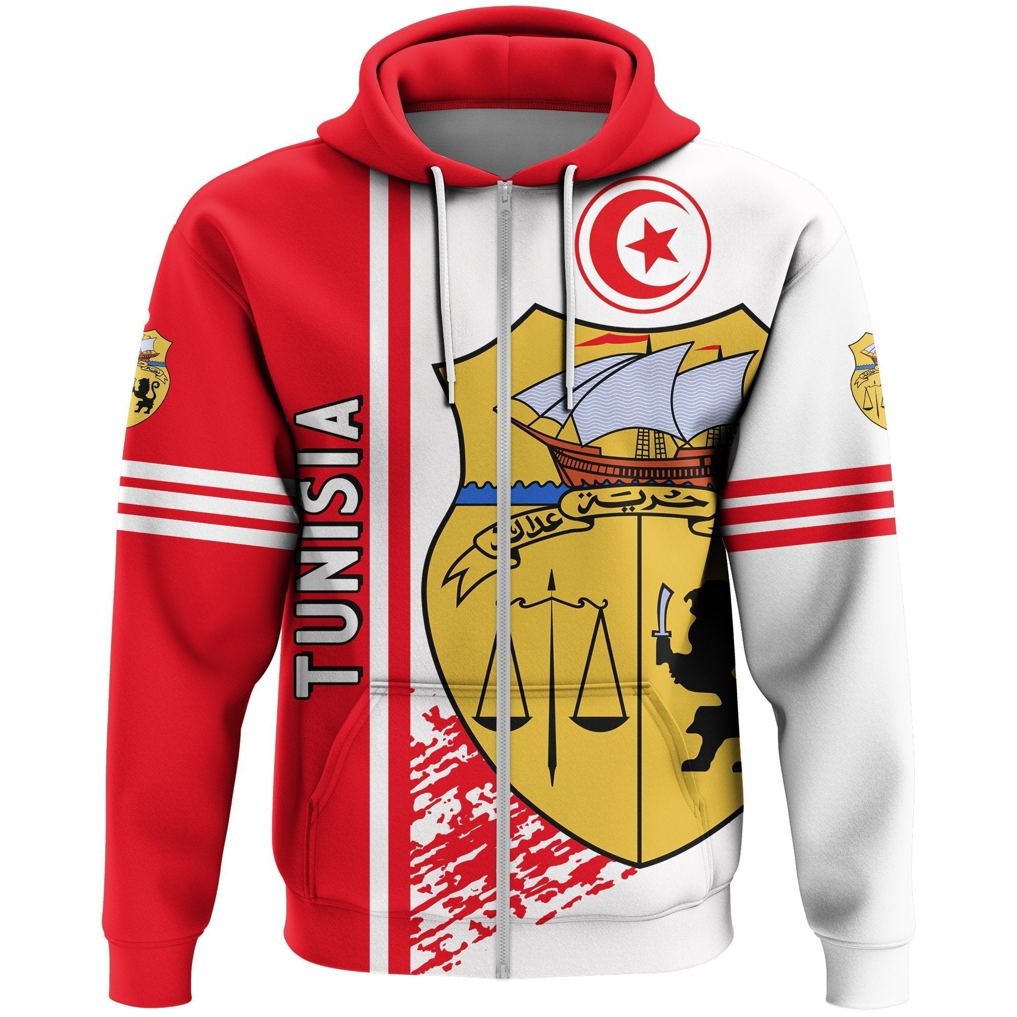 african-hoodie-tunisia-quarter-style-zip-hoodie