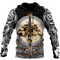 Viking Zip Hoodie - Wolf and Vikings Tattoo 3D RLT12 - Wonder Print Shop