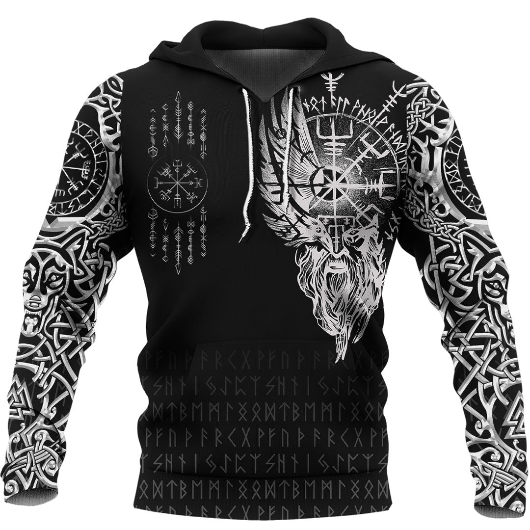 Viking Hoodie Viking Compass Vegvisir Tattoo Hoodie RLT12 - Wonder Print Shop