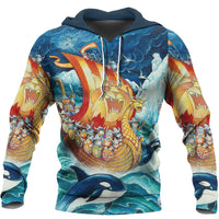 Viking Hoodie Vikings Cat Drakkar Warship Ship Hoodie RLT12 - Wonder Print Shop