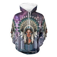 Native American Girl Galaxy 3D Hoodies LT10 - Wonder Print Shop