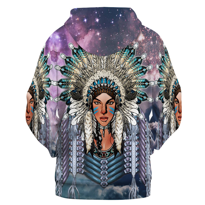 Native American Girl Galaxy 3D Hoodies LT10 - Wonder Print Shop