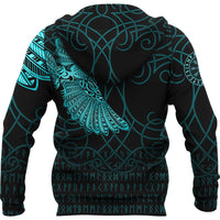 Custom Viking Hoodie Odins Celtic Ravens Cyan Version Tattoo Hoodie RLT12 - Wonder Print Shop