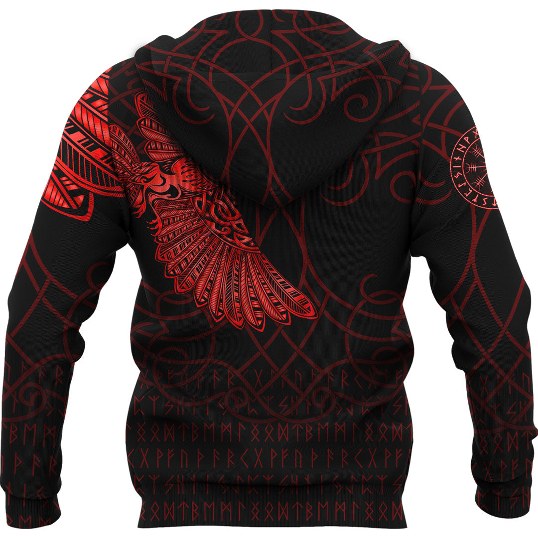Viking Hoodie Viking Odins Raven Tattoo Red Version Hoodie RLT12 - Wonder Print Shop