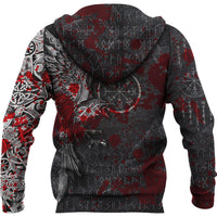 Viking Hoodie Viking Odin Raven Tattoo Style Blood Version Hoodie RLT12 - Wonder Print Shop