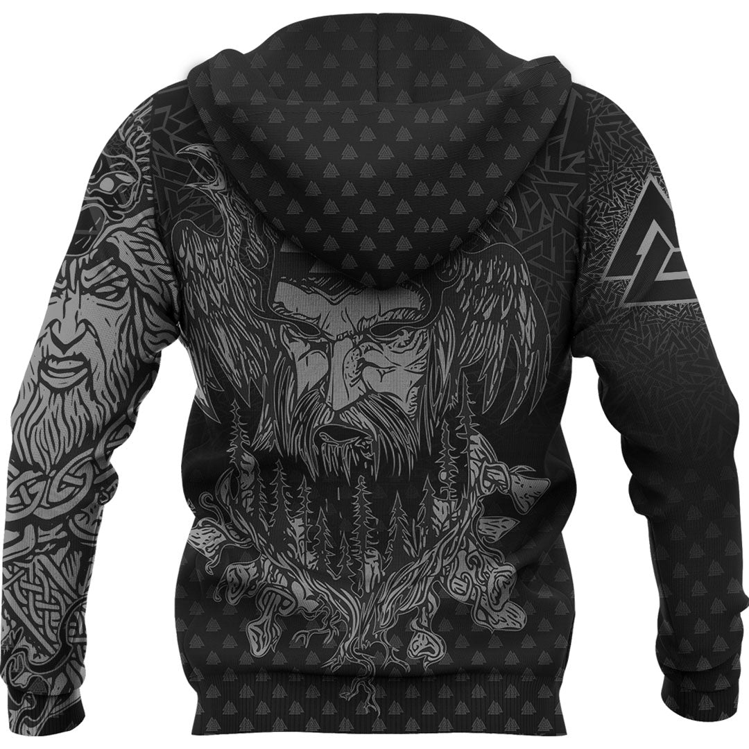 Viking Hoodie Viking Odin Raven Tattoo Style Special Version Hoodie RLT12 - Wonder Print Shop