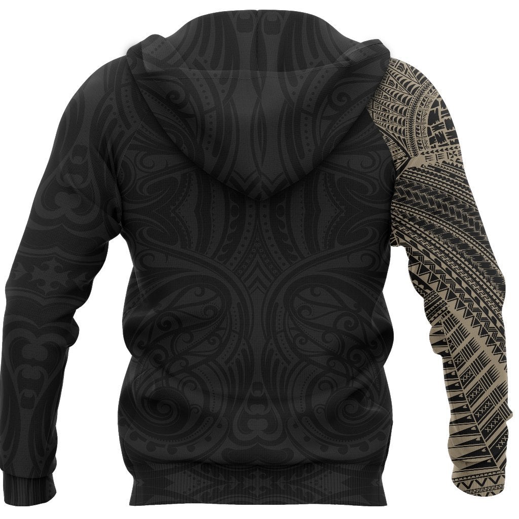 Samoa Tribal Zipper Hoodie Maori Tattoo Roman Reigns Zip Hoodie Gold - Wonder Print Shop