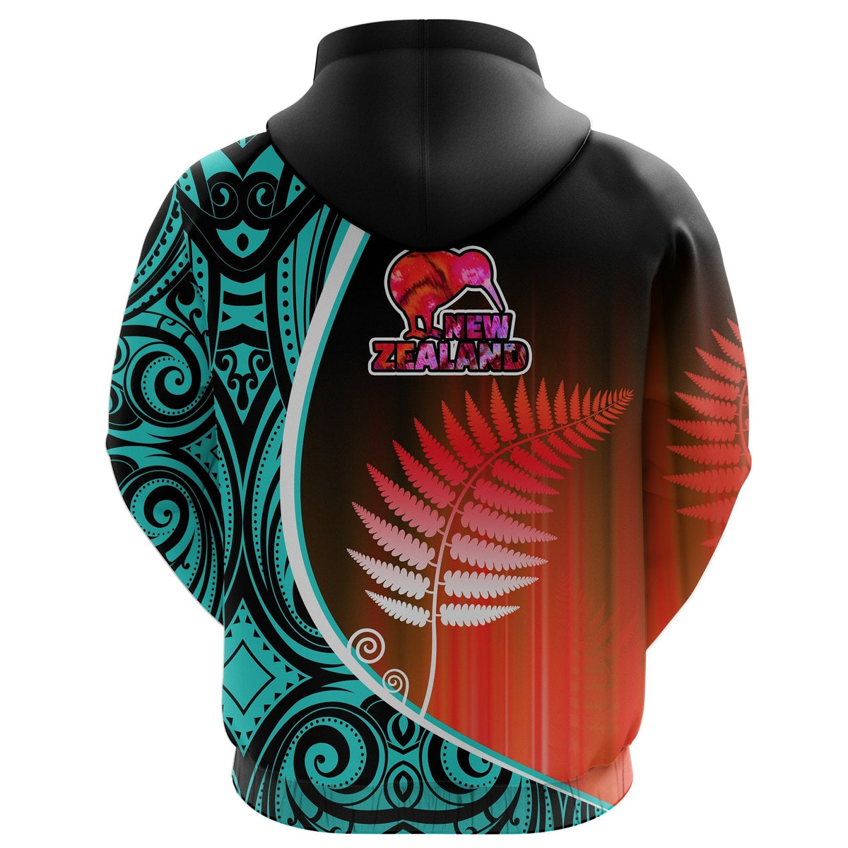 Aotearoa Rugby Black Maori Hoodie Kiwi and Silver Fern New Zealand Blue - Wonder Print Shop