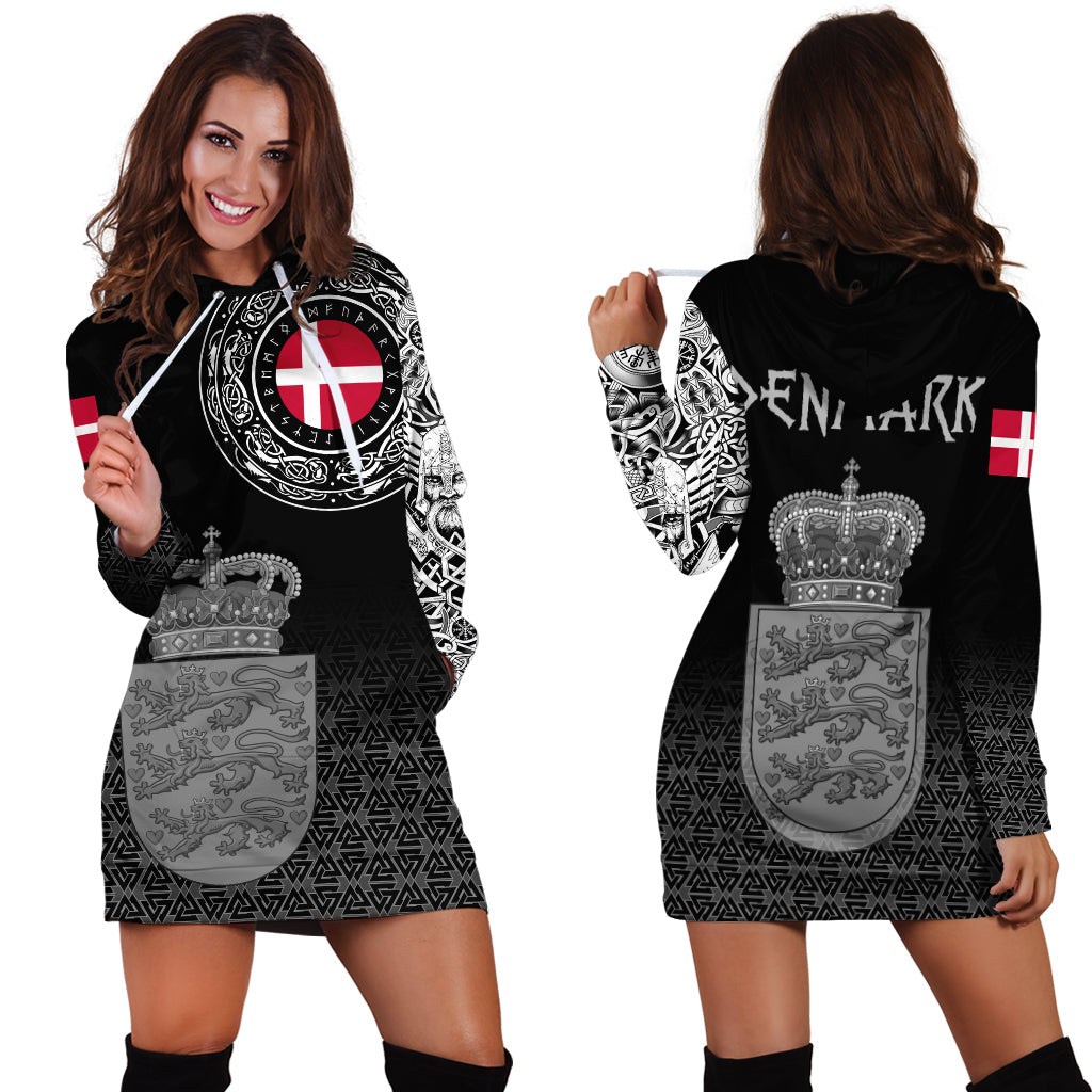 Viking Hoodie Dress Denmark Coat Of Arms RLT12 - Wonder Print Shop