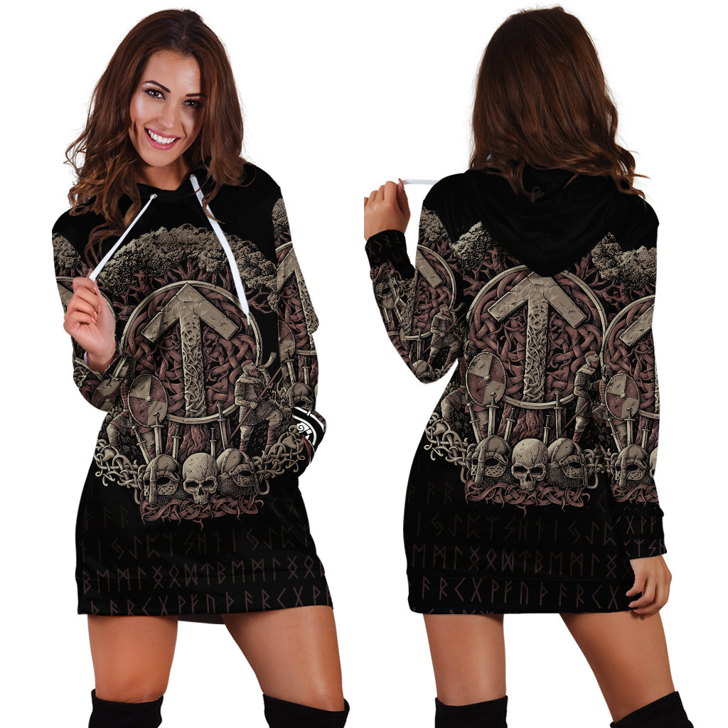Viking Hoodie Dress Teiwaz Rune RLT12 - Wonder Print Shop
