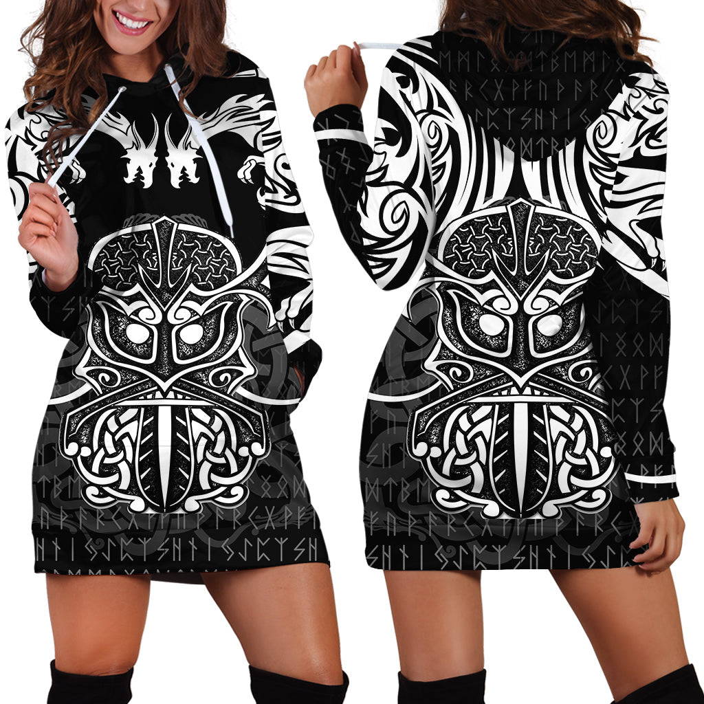 Viking Hoodie Dress Njord and Dragon Tattoo RLT12 - Wonder Print Shop