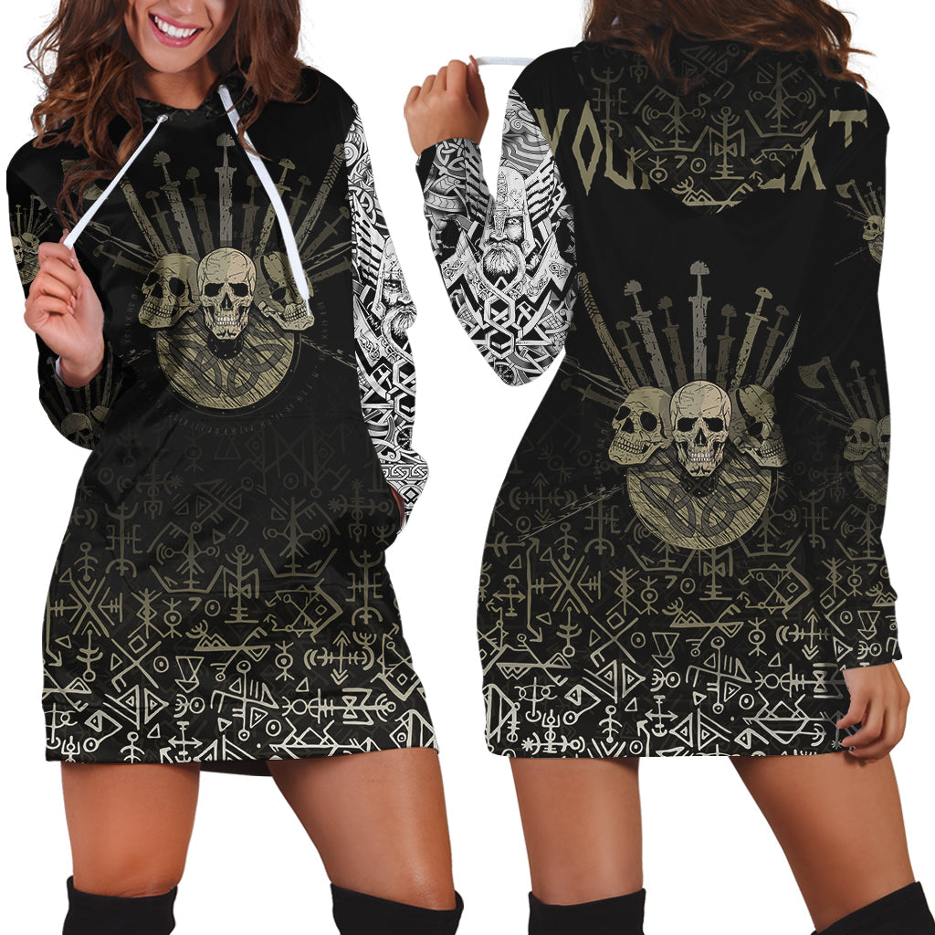(Custom) Viking - Hoodie Dress Three Skull Of Viking RLT12 - Wonder Print Shop