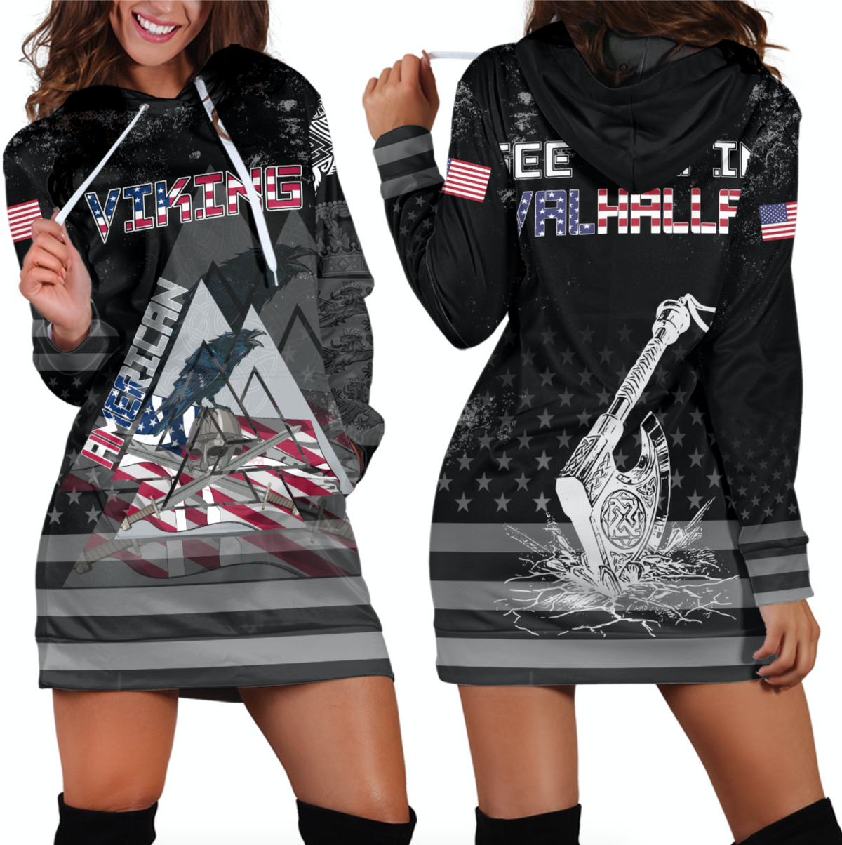 Viking American Viking See You In Valhalla Hoodie Dress RLT12 - Wonder Print Shop