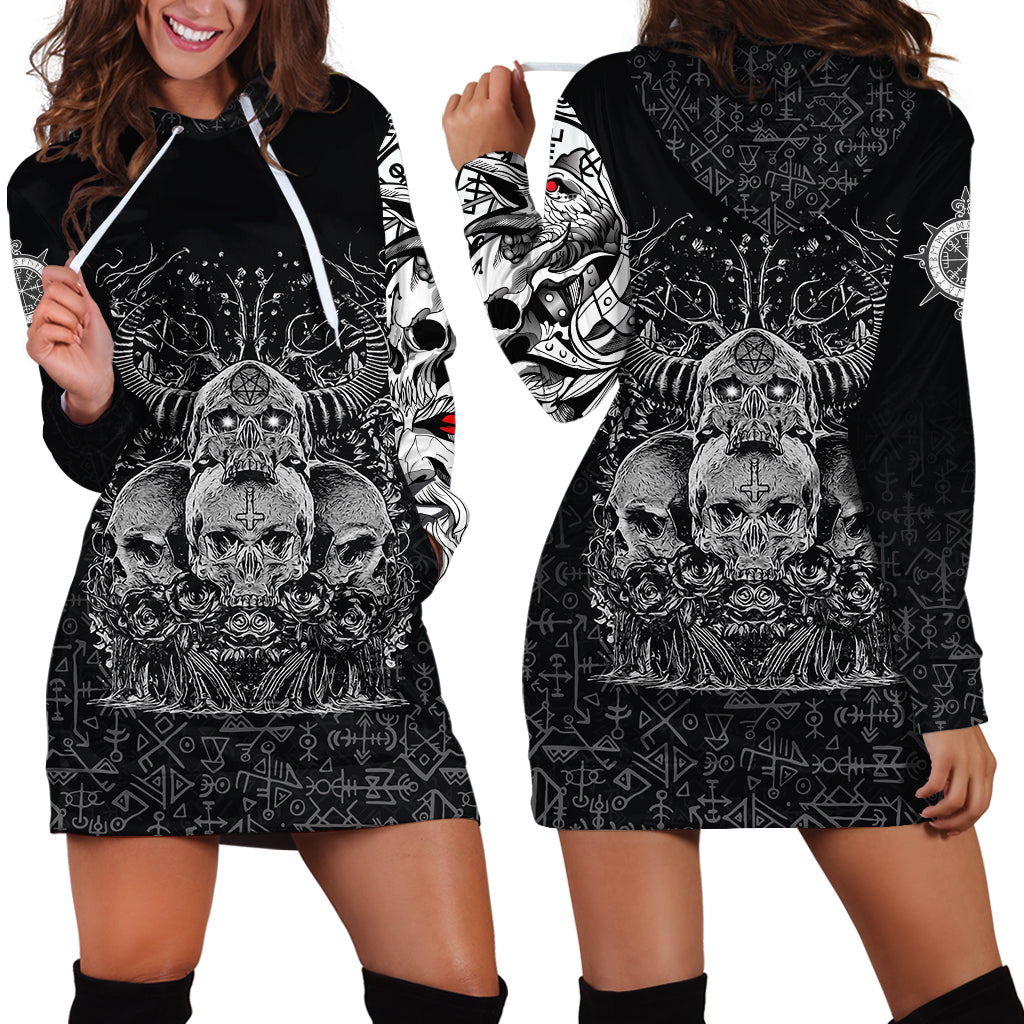 Viking Skull Honor Hoodie Dress RLT12 - Wonder Print Shop