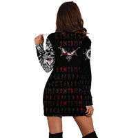Viking Women's Hoodie Dress - Double Dragon Tattoo and Vegvisir Blood RLT12 - Wonder Print Shop