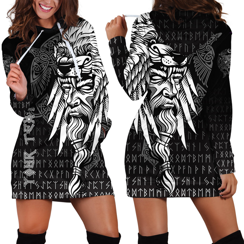 (Custom) Viking Hoodie Dress Odin Raven And Fenrir On Hand RLT12 - Wonder Print Shop