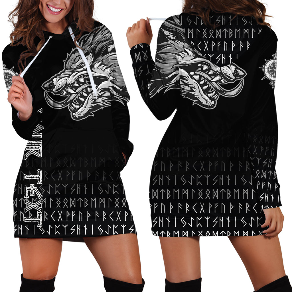 (Custom) Viking Hoodie Dress Fenrir Wolf Near Shoulder RLT12 - Wonder Print Shop