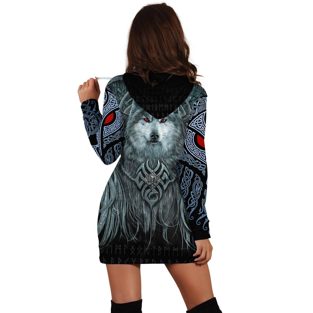Viking Hoodie Dress, Spiral Wolf Spirit RLT12 - Wonder Print Shop