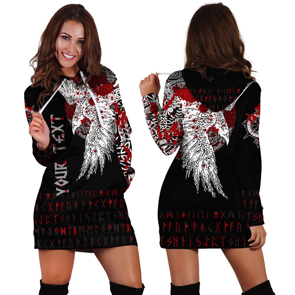 Custom Viking Hoodie Dress - Mystical Raven Tattoo Blood RLT12 - Wonder Print Shop