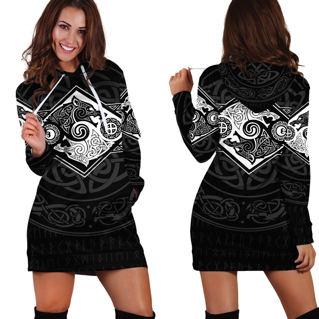 Vikings Hoodie Dress The Wolves, Skoll and Hati RLT12 - Wonder Print Shop
