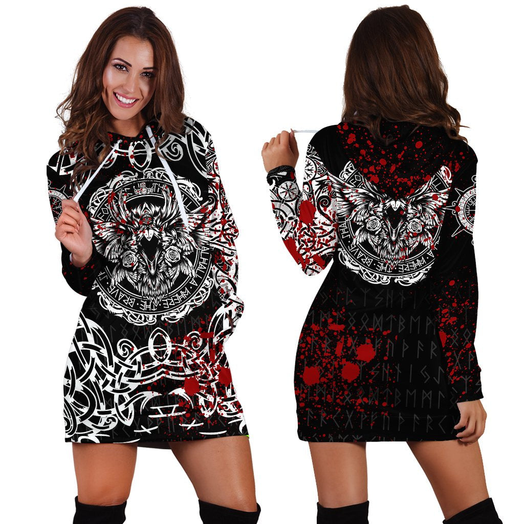 Viking Hoodie Dress, Raven Blood RLT12 - Wonder Print Shop