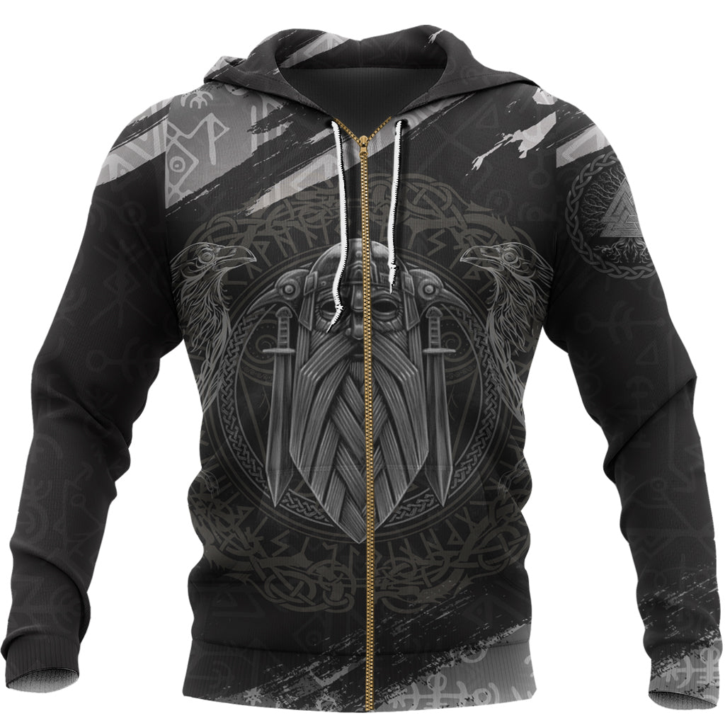 Viking Zip Hoodie - Odin God Of Asgard RLT12 - Wonder Print Shop