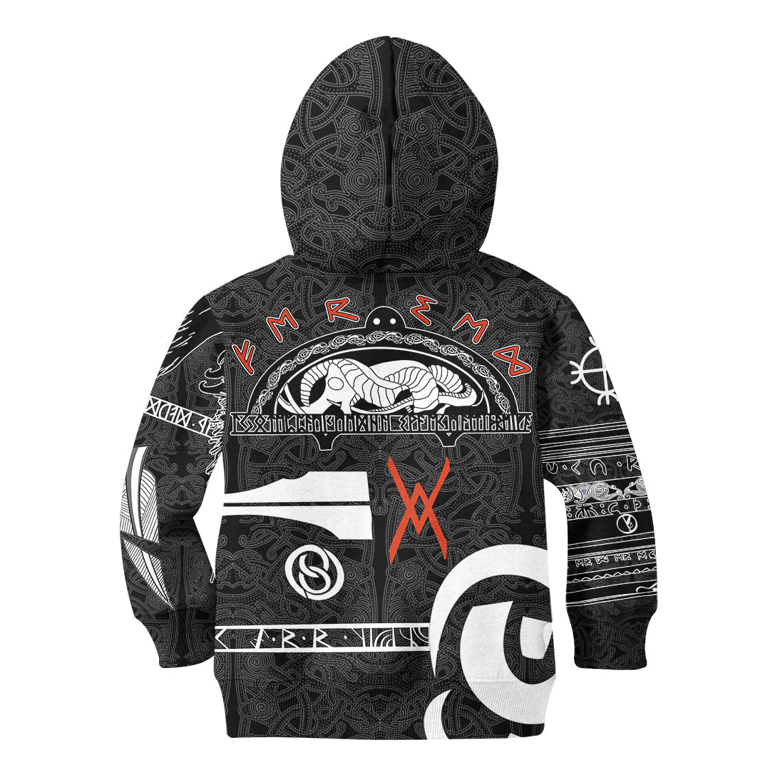 Viking Hoodie Kid Raven Norse Mythology Tattoo A21 RLT12 - Wonder Print Shop