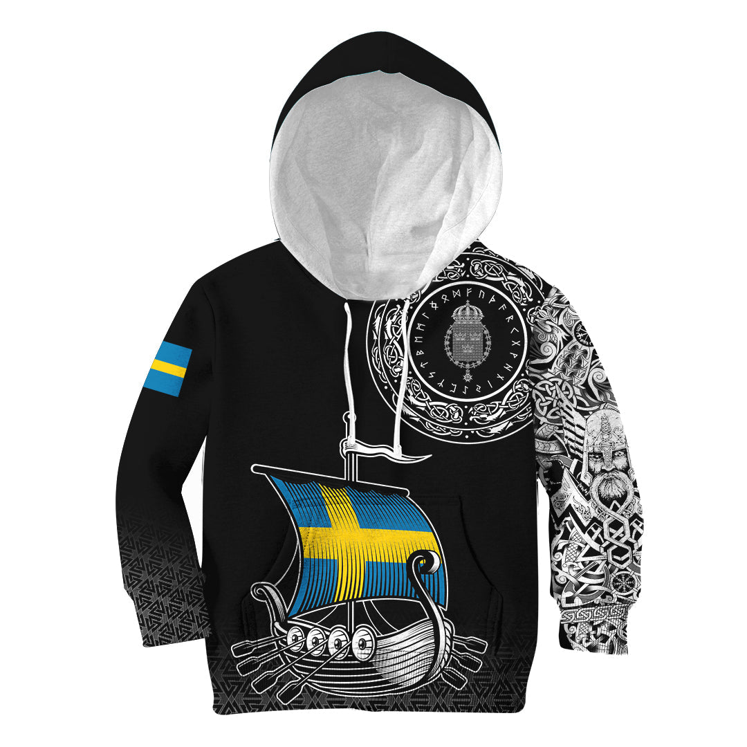 Viking Hoodie Kid Swedish Drakkar RLT12 - Wonder Print Shop