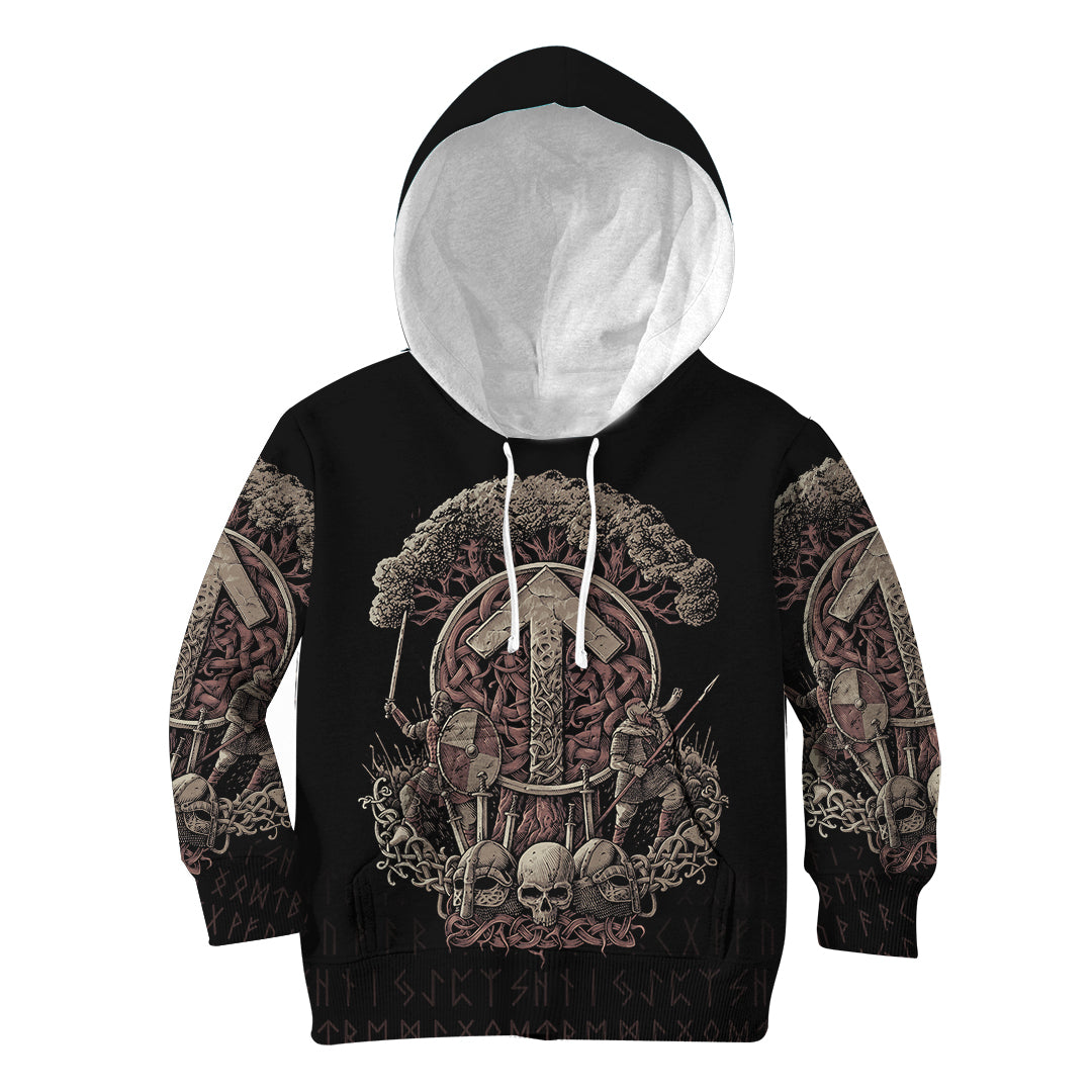 Viking Hoodie Kid Teiwaz Rune RLT12 - Wonder Print Shop