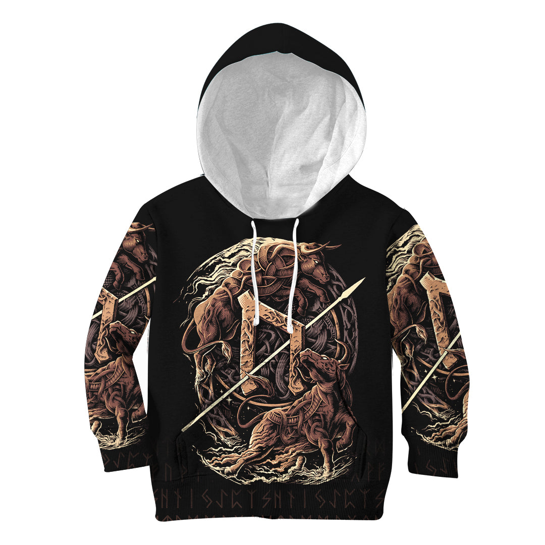 Viking Hoodie Kid Uruz Rune RLT12 - Wonder Print Shop