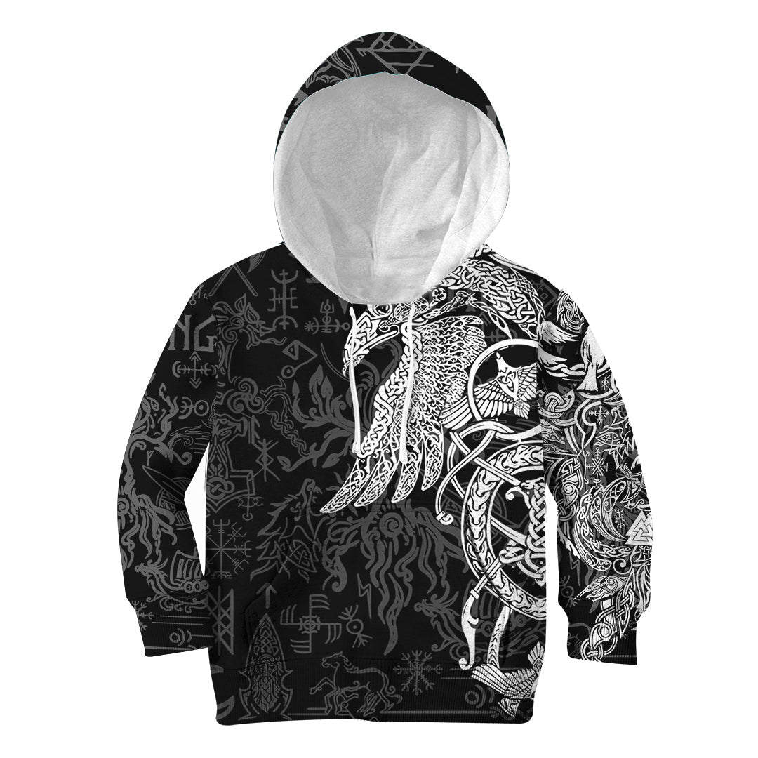 Viking Hoodie Kid Special Raven Tattoo RLT12 - Wonder Print Shop