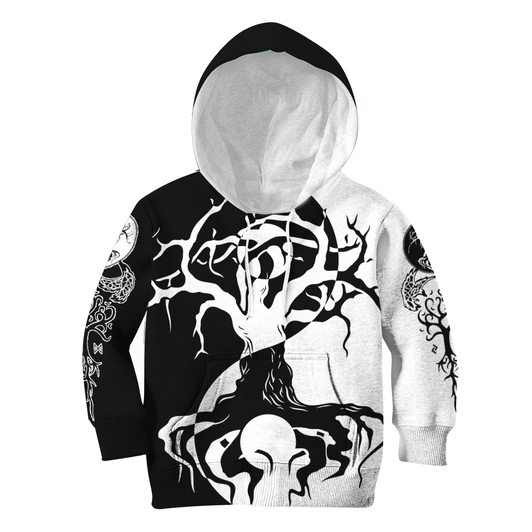 Viking Hoodie Kid Ying Yang Celtic Tree RLT12 - Wonder Print Shop