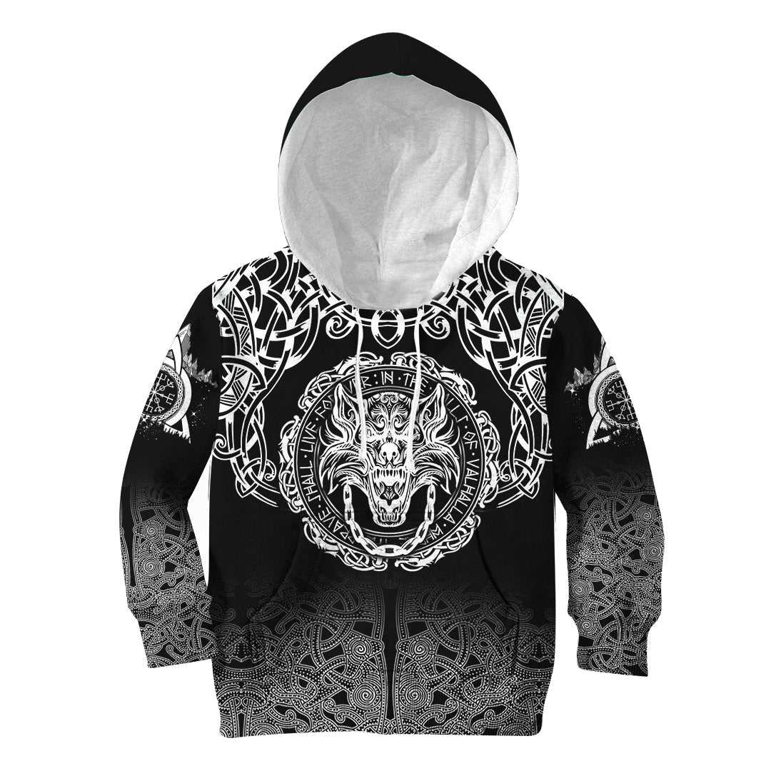 Fenrir Valhalla Hoodie Kid - Ornate Pattern 1 RLT12 - Wonder Print Shop